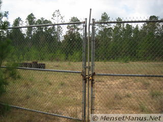 Fenced area with drums