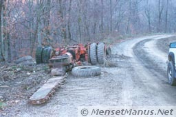 Mining equipment next to road - front