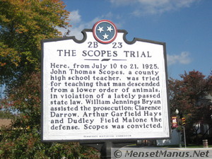 The Scopes Trial sign