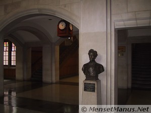 clock and statue in Purdue Memorial Union
